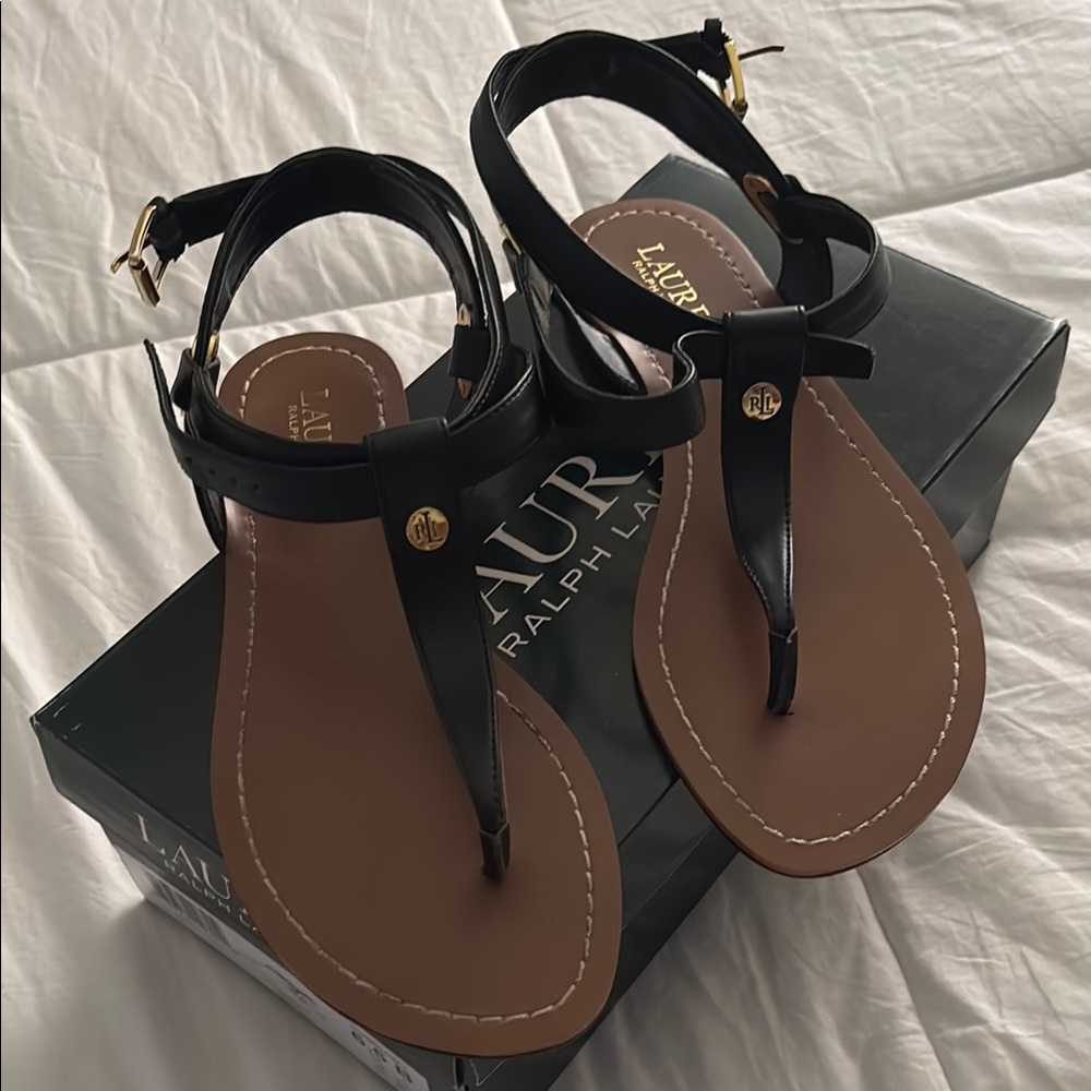Ralph Lauren Black and Brown Women's Sandals